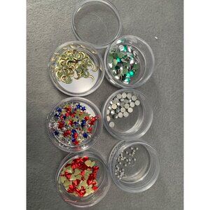 Assorted Flat Back Sequins Nail Art Crafts Set with Storage Container
